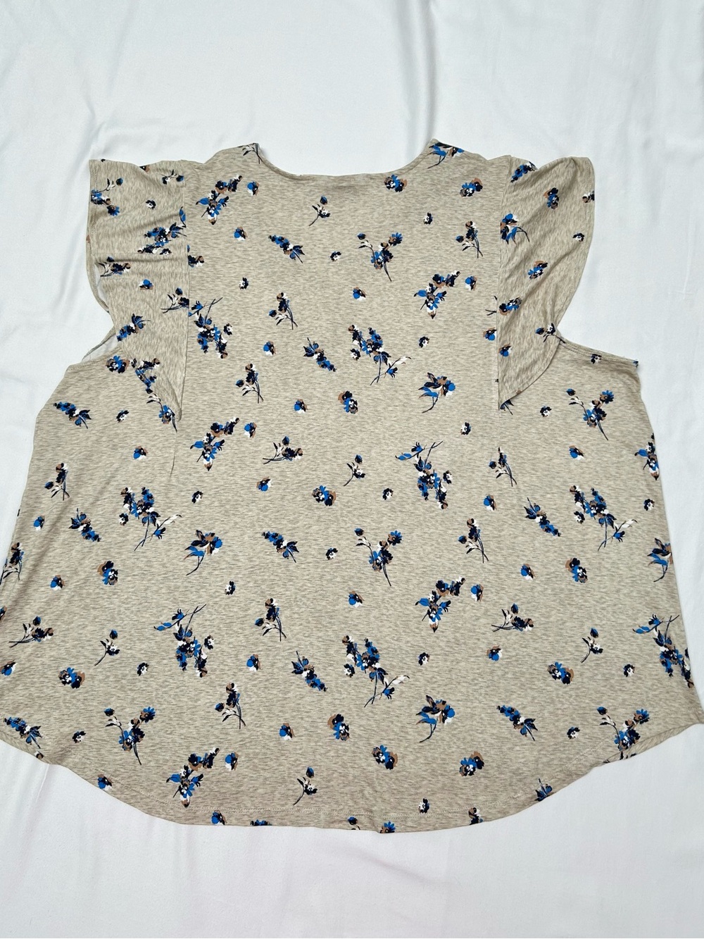 LIZ CLAIBORNE TURTLE DOVE FLORAL TOP, SIZE 2X, LIGHT TAN/TAUPE NWT - Picture 4 of 8
